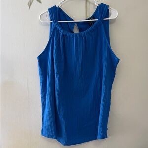Ashley Stewart Royal Blue Sleeveless Gauze Halter Top